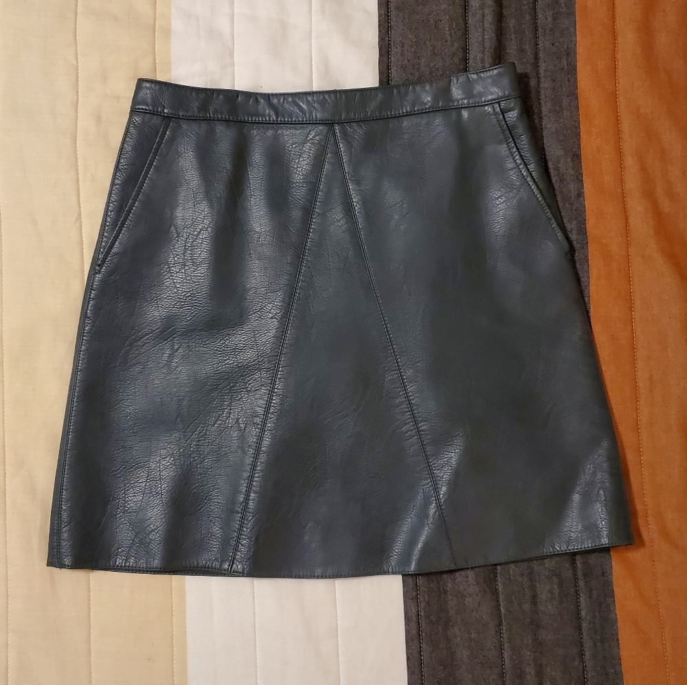 Zara Basic Dark Green Faux Leather Mini Skirt